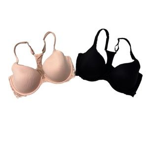 Victoria’s Secret Body By Victoria Nude & Black Racerback Demi Bras BUNDLE OF 2